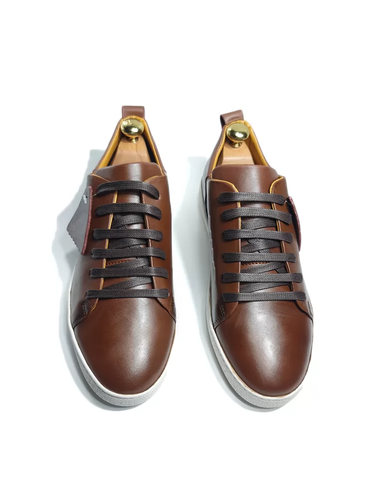 basket pour homme 0023-2 tabac cuir miniature