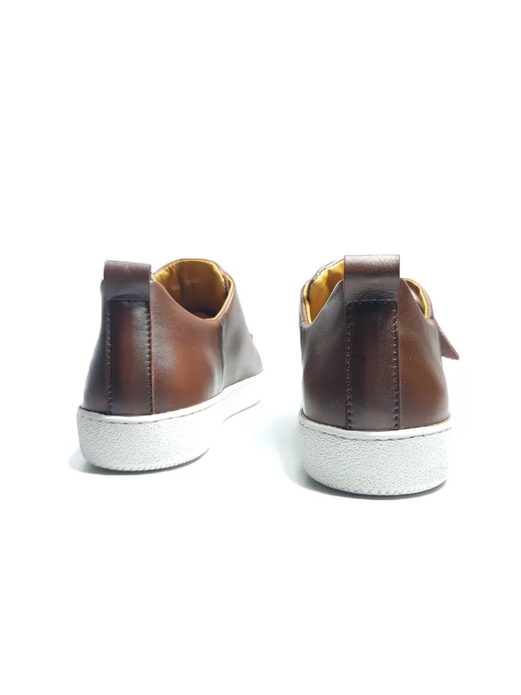 basket pour homme 0023-2 tabac cuir miniature