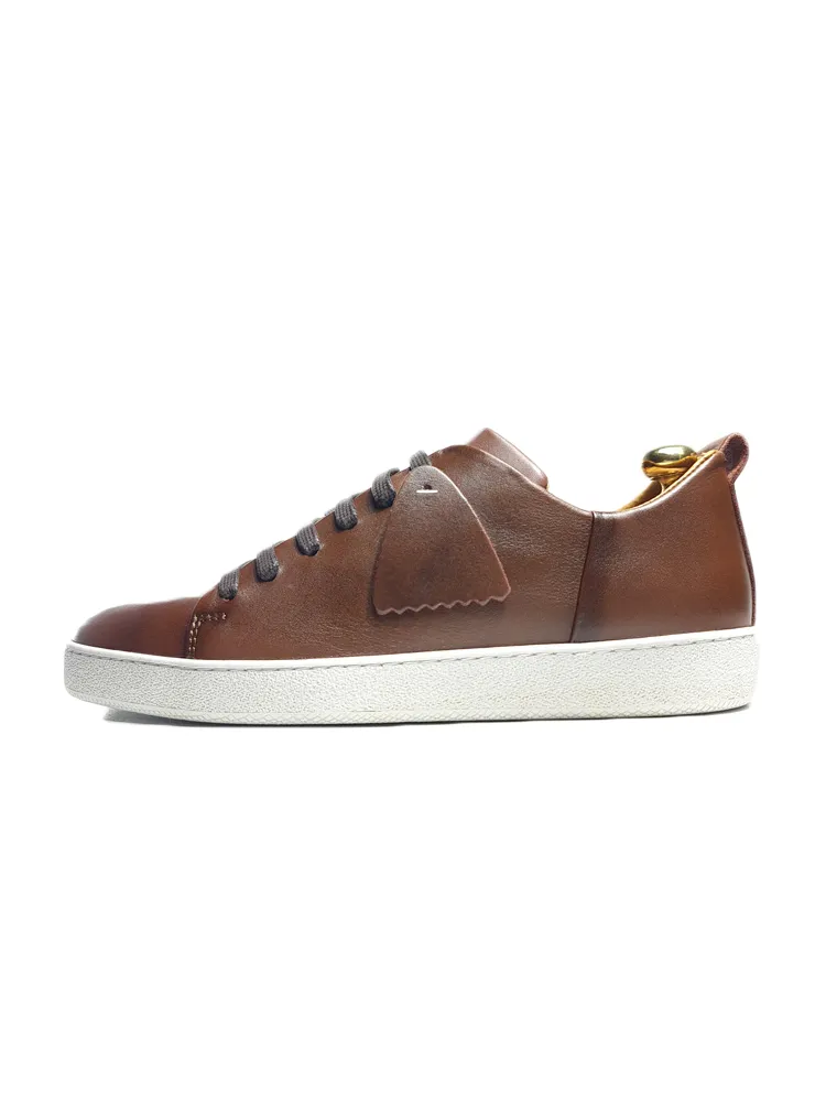 basket pour homme 0023-2 tabac cuir miniature