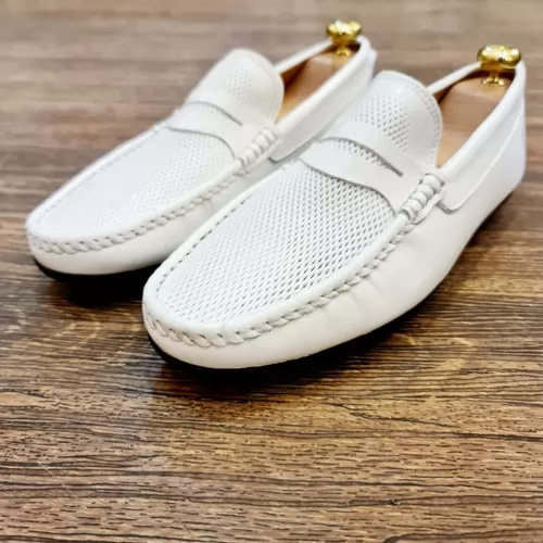 MOCASSIN HOMME MH003-1 BLANC CUIR .......... sandale médicale femme confortable Maroc