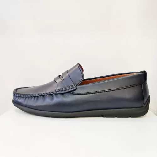 Mocassin homme MH004-1 BLEU Cuir .......... sandale médicale femme confortable Maroc